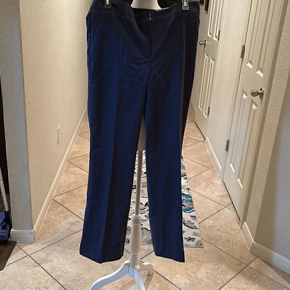 Talbots Women's 8 Wide Leg Windsor Dress Pant Blue Lux Flannel Officewear New